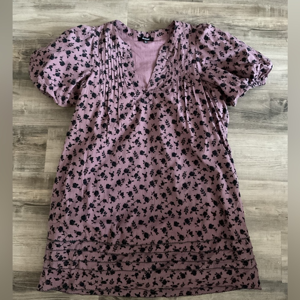 Madewell Tillie Puff-Sleeve Mini Dress in Shadow Blooms size medium - Picture 3 of 7